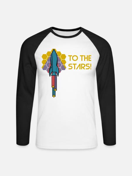 Aux étoiles ! - T-shirt baseball manches longues Homme - blanc/noir