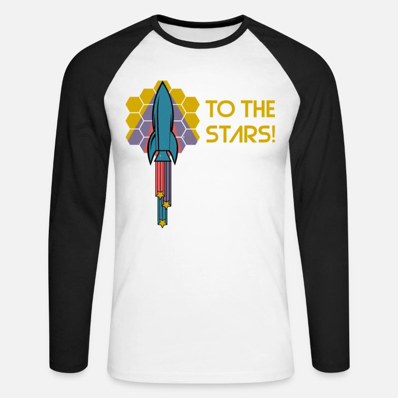 Zu den Sternen! - Unisex Baseballshirt langarm - Weiß/Schwarz