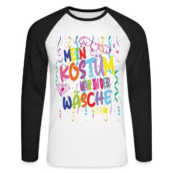 Mon costume était dans la laveuse pour la fête foraine - T-shirt baseball manches longues Homme - blanc/noir - Devant - Nik (191cm)