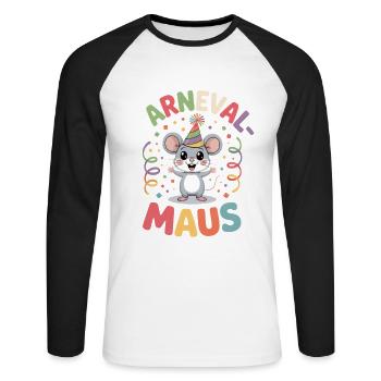 Karnevalsmaus Karneval Köln Kölner Karnevals Maus - Unisex Baseballshirt langarm - Weiß/Schwarz - Vorne - Nik (191cm)