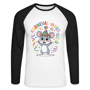 SOURIS DE CARNAVAL - T-shirt baseball manches longues Homme - blanc/noir - Devant - Nik (191cm)
