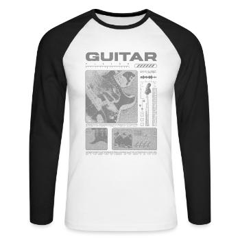 Guitariste Guitariste Rock Musicien streetwear - T-shirt baseball manches longues Homme - blanc/noir - Devant - Nik (191cm)
