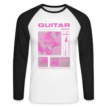 Guitariste Guitariste Rock Musicien streetwear - T-shirt baseball manches longues Homme - blanc/noir - Devant - Nik (191cm)