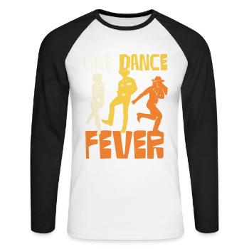 Line Dance Fever Silhouettes - Unisex Long Sleeve Baseball T-Shirt - white/black - Front - Nik (191cm)