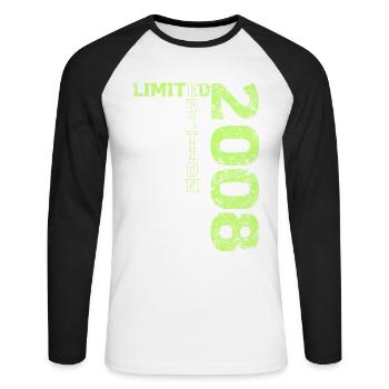 Limited Edition 2008 18. Geburtstag Geschenk - Unisex Baseballshirt langarm - Weiß/Schwarz - Vorne - Nik (191cm)