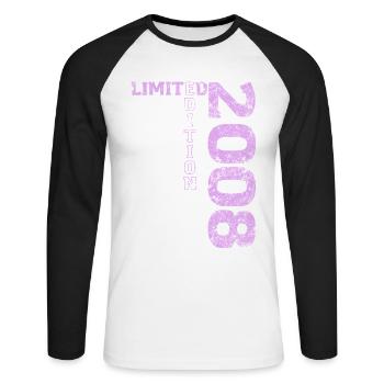 Limited Edition 2008 18. Geburtstag Geschenk - Unisex Baseballshirt langarm - Weiß/Schwarz - Vorne - Nik (191cm)