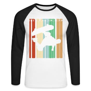 Ich würde lieber Skateboard fahren - Unisex Baseballshirt langarm - Weiß/Schwarz - Vorne - Nik (191cm)