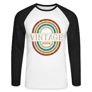Vintage 2006 Geburtstagsgeschenk Retro Geboren 2006 - Unisex Baseballshirt langarm - Weiß/Schwarz - Vorne - Nik (191cm)
