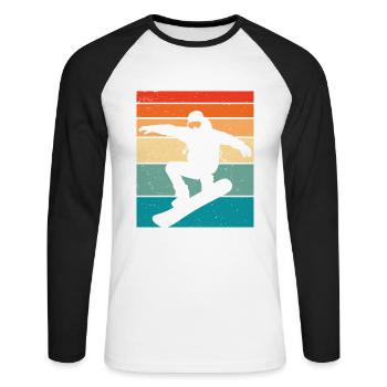 Snowboard rétro - T-shirt baseball manches longues Homme - blanc/noir - Devant - Nik (191cm)