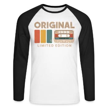 Original 1999 Anniversaire 1999 Cadeau 1999 Retro - T-shirt baseball manches longues Homme - blanc/noir - Devant - Nik (191cm)