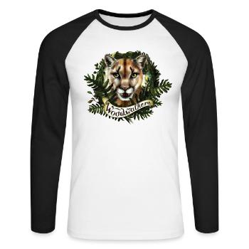 Woodwalkers Carag In Animal Form & Lettering - Unisex Long Sleeve Baseball T-Shirt - white/black - Front - Nik (191cm)