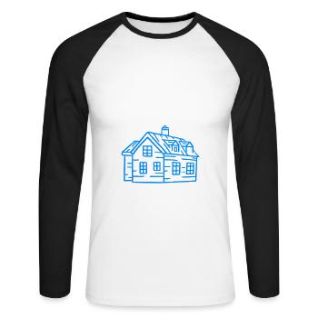 Cérémonie de déploiement du site de construction Häuslbauer du client 2026 - T-shirt baseball manches longues Homme - blanc/noir - Devant - Nik (191cm)