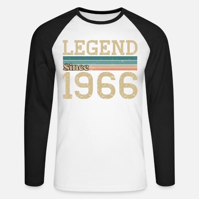 Legende seit 1966 Jubiläum 1966 - Unisex Baseballshirt langarm - Weiß/Schwarz