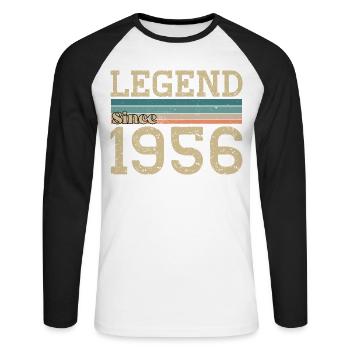 Legende seit 1956 Jubiläum 1956 Vintage - Unisex Baseballshirt langarm - Weiß/Schwarz - Vorne - Nik (191cm)