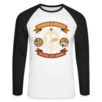 Recherche et sauvetage : aucun disque laissé derrière Disc golf - T-shirt baseball manches longues Homme - blanc/noir - Devant - Nik (191cm)