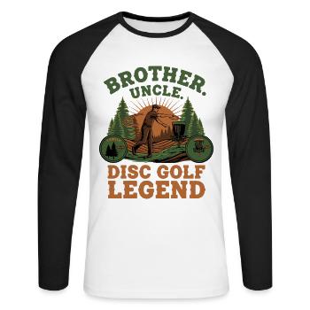 Brother Uncle Disc Golf Legend Scenic - Unisex Long Sleeve Baseball T-Shirt - white/black - Front - Nik (191cm)