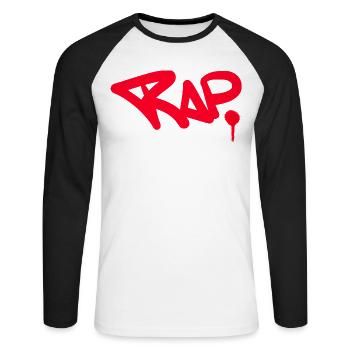 Rap Graffiti Spray Design for Fans - Unisex Long Sleeve Baseball T-Shirt - white/black - Front - Nik (191cm)