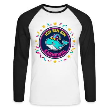 JE SUIS UN KARNEWAL Carnaval Jeu de mots drôle - T-shirt baseball manches longues Homme - blanc/noir - Devant - Nik (191cm)
