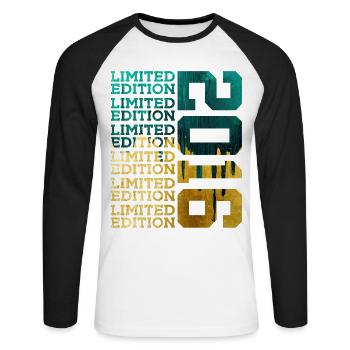 ÉDITION LIMITÉE 2016 10 ANS 10E ANNIVERSAIRE - T-shirt baseball manches longues Homme - blanc/noir - Devant - Nik (191cm)