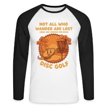 Tous ceux qui errent ne sont pas perdus à la recherche de disques Disque - T-shirt baseball manches longues Homme - blanc/noir - Devant - Nik (191cm)