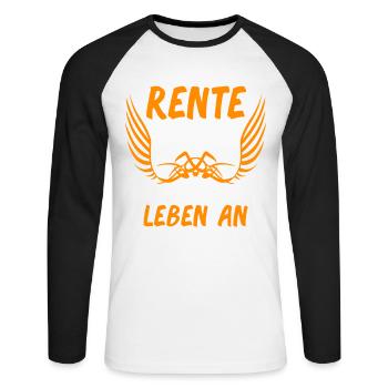 Rente 2026 Ruhestand Rentner Rentnerin - Unisex Baseballshirt langarm - Weiß/Schwarz - Vorne - Nik (191cm)