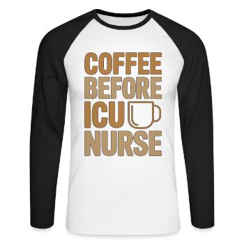 Infirmière en soins intensifs Café Infirmière diplômée Amoureuse du café - T-shirt baseball manches longues Homme - blanc/noir - Devant - Nik (191cm)
