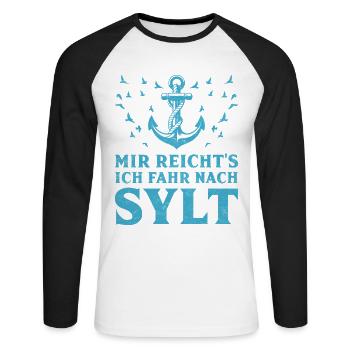 Île de Sylt J’EN AI ASSEZ, JE VAIS À SYLT Drôle - T-shirt baseball manches longues Homme - blanc/noir - Devant - Nik (191cm)