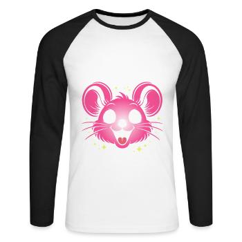 Carnival Mouse | Big Face Costume Disguise - Unisex Long Sleeve Baseball T-Shirt - white/black - Front - Nik (191cm)