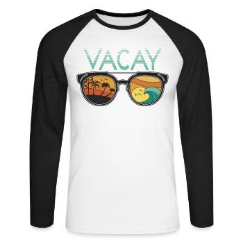 Fun holiday & surfer design - Unisex Long Sleeve Baseball T-Shirt - white/black - Front - Nik (191cm)