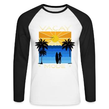 Fun holiday & surfer design - Unisex Long Sleeve Baseball T-Shirt - white/black - Front - Nik (191cm)