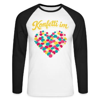 Carnival confetti in the heart - Unisex Long Sleeve Baseball T-Shirt - white/black - Front - Nik (191cm)