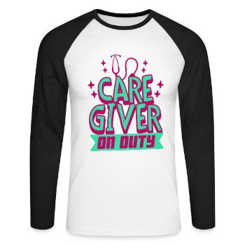 Nurse, geriatric care - Unisex Long Sleeve Baseball T-Shirt - white/black - Front - Nik (191cm)