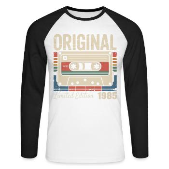 41st Anniversary - Vintage Gift 1985 - Unisex Long Sleeve Baseball T-Shirt - white/black - Front - Nik (191cm)