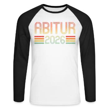Abi 2026 - Abitur - Gift - Unisex Long Sleeve Baseball T-Shirt - white/black - Front - Nik (191cm)