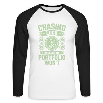St Patricks Day Chasing Luck Because My Portfolio - Unisex Baseballshirt langarm - Weiß/Schwarz - Vorne - Nik (191cm)