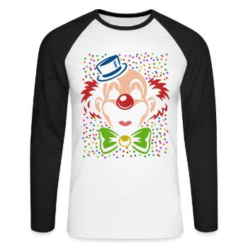 Clown de Carnaval | costume coloré de carnaval - T-shirt baseball manches longues Homme - blanc/noir - Devant - Nik (191cm)