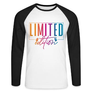 Limited Edition - Unisex Baseballshirt langarm - Weiß/Schwarz - Vorne - Nik (191cm)