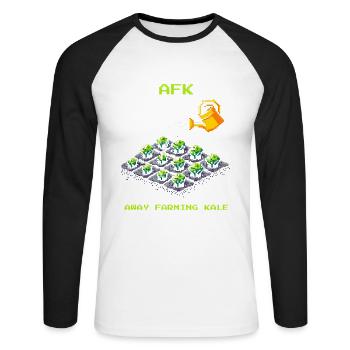 AFK with kale | Vegetable cultivation & garden - Unisex Long Sleeve Baseball T-Shirt - white/black - Front - Nik (191cm)