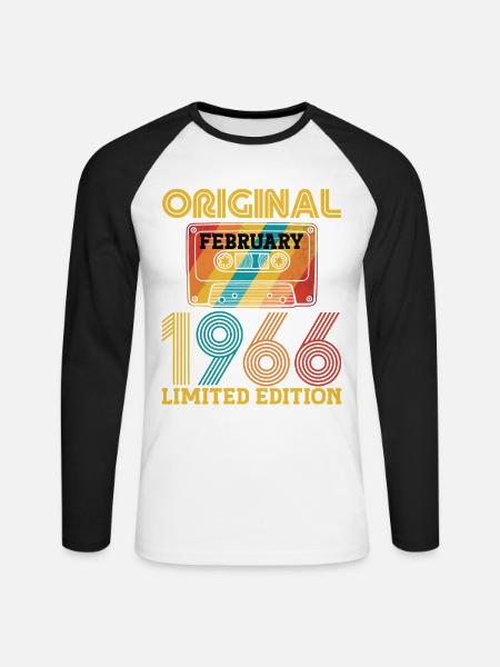 60-årsdag 60 år februari 1966 Vintage T-shirt - Långärmad basebolltröja herr - vit/svart