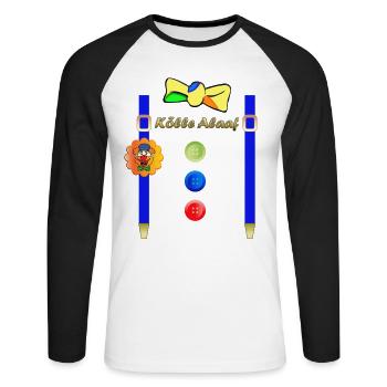 Kölle Alaaf Carnival Clown & Colorful Balls - Unisex Long Sleeve Baseball T-Shirt - white/black - Front - Nik (191cm)