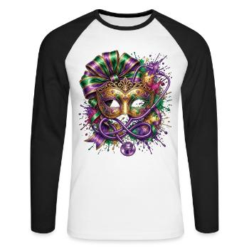 Masque de l’infirmière docteur du Mardi Gras - T-shirt baseball manches longues Homme - blanc/noir - Devant - Nik (191cm)