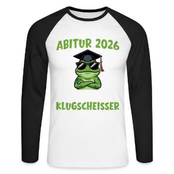 Grenouille de l’Abitur 2026 avec cadeau de remise des diplômes - T-shirt baseball manches longues Homme - blanc/noir - Devant - Nik (191cm)