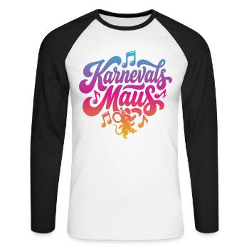 Costume de fête de carnaval Souris Carnaval - T-shirt baseball manches longues Homme - blanc/noir - Devant - Nik (191cm)