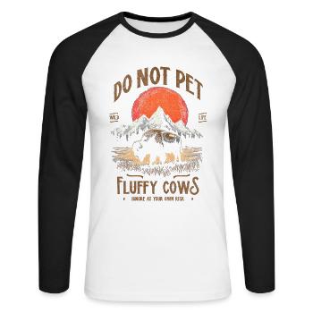 Les bisons vintage ne caressent pas les vaches duveteuses Bizons drôles - T-shirt baseball manches longues Homme - blanc/noir - Devant - Nik (191cm)