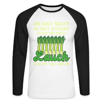 Gewichtheber DU BIST SEXY DU BIST STEILER Lustiges - Unisex Baseballshirt langarm - Weiß/Schwarz - Vorne - Nik (191cm)