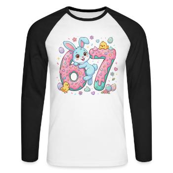 67 Easter - Unisex Long Sleeve Baseball T-Shirt - white/black - Front - Nik (191cm)