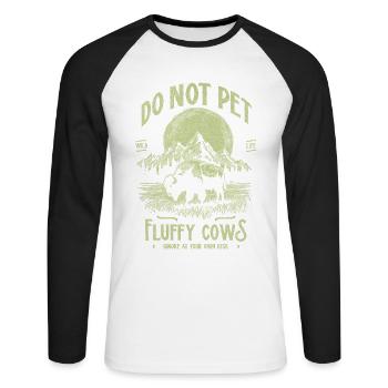 Les bisons vintage ne caressent pas les vaches duveteuses Bizons drôles - T-shirt baseball manches longues Homme - blanc/noir - Devant - Nik (191cm)