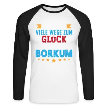 VACANCES EN MER DU NORD IL EXISTE DE NOMBREUSES FAÇONS DE FAIRE LE BONHEUR À BORKUM - T-shirt baseball manches longues Homme - blanc/noir - Devant - Nik (191cm)