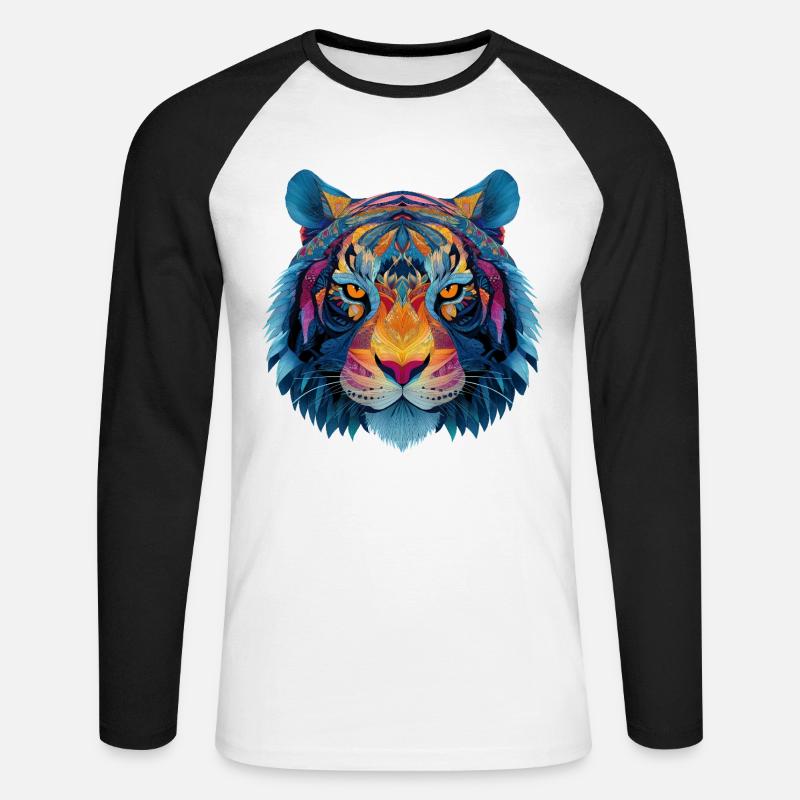 Testa di tigre - Maglia da baseball a manica lunga da uomo - bianco/nero
