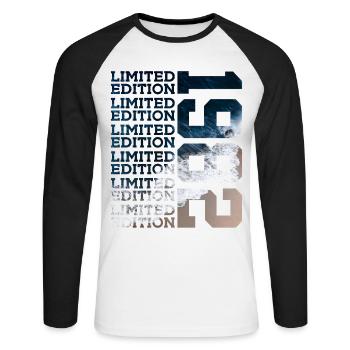LIMITED EDITION 1982 44 YEARS 44TH BIRTHDAY - Unisex Long Sleeve Baseball T-Shirt - white/black - Front - Nik (191cm)